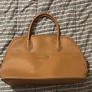 Kenneth Cole Reaction Tan Leather Satchel with Gold Hardware